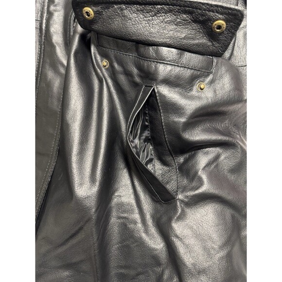 Veranesi Women's Genuine Leather Coat 28W Plus Black Faux Fur Lined Hood Parka - Picture 16 of 16